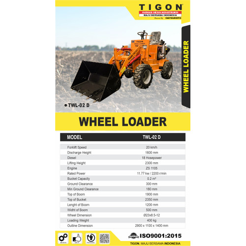 [EZM.0700025] Alat Berat Wheel Loader TWL 02 Diesel Original Bergaransi Resmi