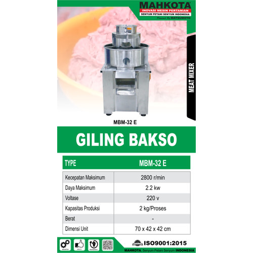 [EZM.0700065] Mesin Giling Daging Giling Baso Mahkota Mahkota Stainless