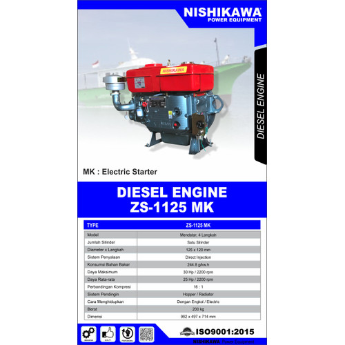 [EZM.0700139] NISHIKAWA MESIN PENGGERAK DIESEL (TYPE ZS-1125)