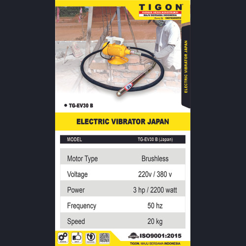 [EZM.0700566] Tigon Mesin Pemadat Cor Beton Model Colok/Pin TG-EV30B 1 Phase