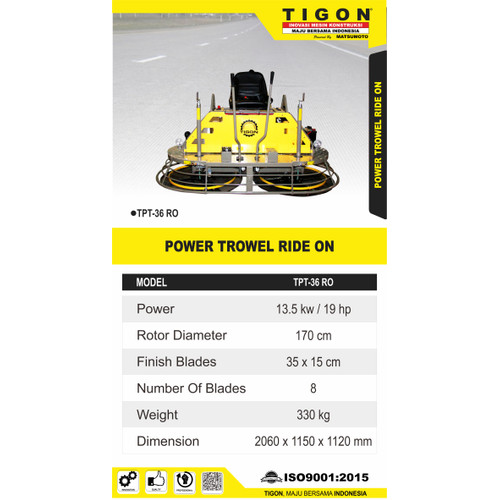 [EZM.0700595] POWER TROWEL RIDE ON TIGON ( GARANSI RESMI )