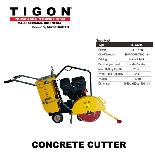 [EZM.0700599] Mesin Potong Aspal Beton/ Concrete Cutter TIGON TG-CC500 Include Balde Bergaransi