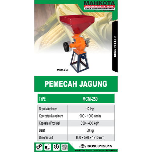 [EZM.0700062] Mesin Pemecah Jagung Mahkota MCM 250 Original Bergaransi Resmi
