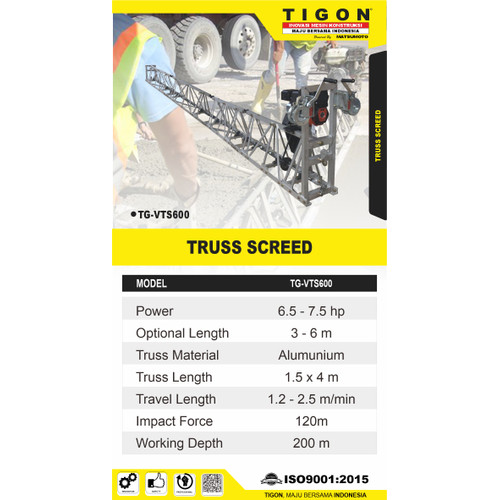 [EZM.0700193] TIGON MESIN PERATA COR BETON TRUSS SCREED UKURAN 6-9 METER