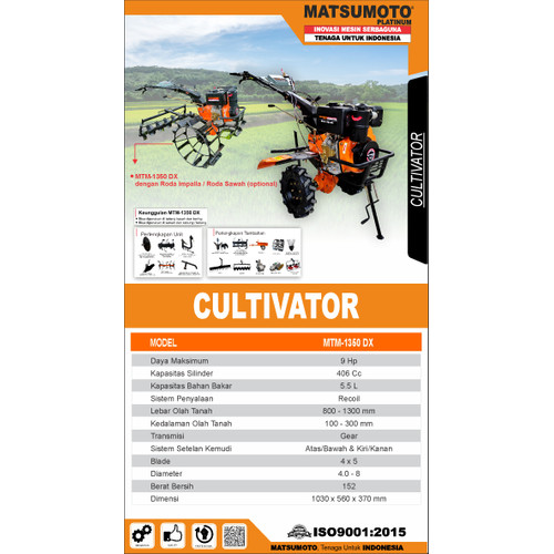 [EZM.0700303] cultivator traktor mini bajak sawah kering mtm-1350 dex bergaransi