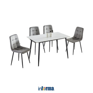 [EZO.0602381] Informa Maui Set Meja Makan 4 Kursi - Putih Dining Table Set Meja Kursi Ruang Makan Aesthetic Furniture Dining Room