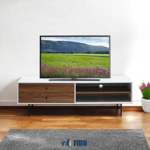 [EZO.0602584] Informa Faye Rak Tv - Putih Walnut Tv Stand Furnitur Indoor Rumah Meja Rak Tivi Tempat Pajangan Televisi
