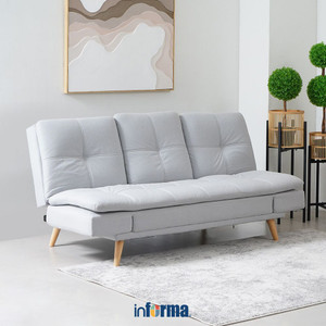 [EZO.0605531] Informa Mora Sofa Bed Fabric - Abu-Abu Tempat Duduk Multifungsi Sofa Tidur 2In1 Kursi Santai Serbaguna Furniture Rumah