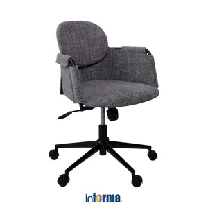 [EZO.0602481] Informa Hilary Kursi Kantor Sandaran Rendah - Abu-Abu Tua Tempat Duduk Kerja Dengan Roda Office Chair Kursi Staff Karyawan Furniture Indoor Kantor