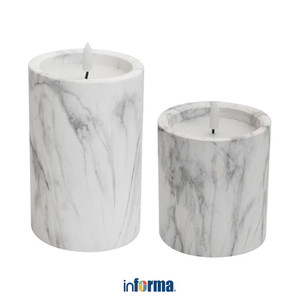 [EZO.0602307] Informa Set 2 Pcs Cemento Lilin Led Marble - Putih Lilin Dekorasi Elektrik Tanpa Api Candle Lamp Hiasan Rumah