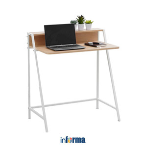[EZO.0602504] Informa Bilie Meja Kantor - Putih/Cokelat Oak Office Table Furnitur Kantor Meja Kerja Belajar Minimalis Serbaguna