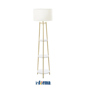 [EZO.0602276] Informa Fins Lampu Lantai Dengan Rak - Krem Beige Standing Floor Light Lampu Tiang Dekorasi Lampu Berdiri
