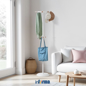 [EZO.0602285] Informa 44X44X177 cm Rayden Gatungan Pakaian - Putih Stand Hanger Gantungan Baju Berdiri Clothes Organizer Standing Clothing Rack
