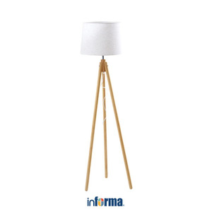 [EZO.0602240] Informa Flyn Lampu Lantai - Cokelat Wood Standing Floor Light Lampu Tiang Dekorasi Lampu Berdiri