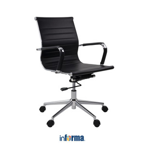 [EZO.0602555] Informa Hopper Kursi Kantor Sandaran Rendah - Hitam Tempat Duduk Kerja Dengan Roda Office Chair Kursi Managerial Furniture Indoor Kantor