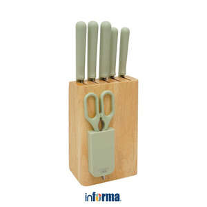 [EZO.0602969] Informa Cooking Color Set 6 Pcs Penn Pisau Block Penyimpanan - Hijau