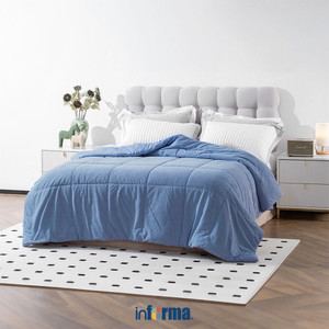 [EZO.0602526] Informa 210X210 cm Corduroy Bed Cover Polyester - Biru Selimut Ranjang Polos Pelapis Tempat Tidur Blanket Aksesoris Tempat Tidur