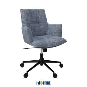 [EZO.0602482] Informa Harmony Kursi Kantor Sandaran Rendah - Biru Tempat Duduk Kerja Dengan Roda Office Chair Kursi Mesh Staff Karyawan Furniture Indoor Kantor