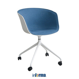 [EZO.0602492] Informa Ellon Kursi Kantor Sandaran Rendah - Biru Tempat Duduk Kerja Dengan Roda Office Chair Kursi Mesh Staff Karyawan Furniture Indoor Kantor