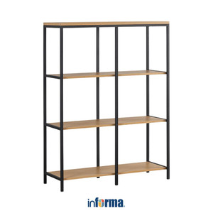 [EZO.0602206] Informa Ryan Rak Penyimpanan - Hitam/Cokelat Oak Organizer Serbaguna Tempat Simpan Barang Multifungsi Rak Storage Perlengkapan Rumah Tangga