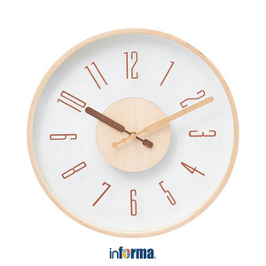 [EZO.0602304] Informa 40 cm Jam Dinding 347Ys - Cokelat Natural Wall Clock Jam Tembok Analog Aesthetic Dekorasi Rumah Hiasan Dinding