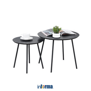 [EZO.0602505] Informa Set 2 Pcs Tybo Meja Tamu & Meja Sisi - Hitam Set Coffee Table And End Table Meja Ruang Tamu Serbaguna Furniture Rumah Aesthetic Meja Sofa