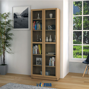 [EZO.0602514] Informa Pablo Rak Buku Kaca 6 Tingkat - Cokelat Oak Bookshelf Books Storage Cabinet Kabinet Tempat Buku Dan Majalah Rak Pajangan Serbaguna