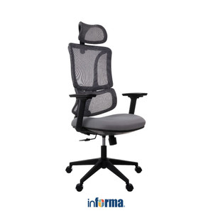 [EZO.0602536] Informa Heywood Kursi Kantor Sandaran Tinggi - Abu-Abu Tempat Duduk Kerja Dengan Roda Office Chair Kursi Mesh Staff Karyawan Furniture Indoor Kantor