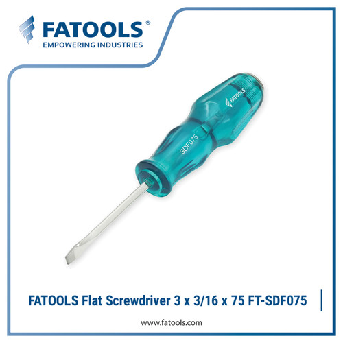 [EZM.0801513] FATOOLS SDF075 Flat Screwdriver GO-THRU Tip 3mm x 75mm Obeng Min Minus Palu Ketok Square Shank