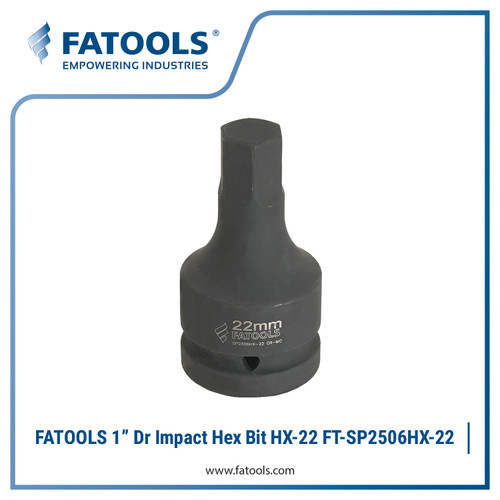 [EZM.0801540] FATOOLS SP2506HX-22 1" Dr Impact Socket Hex Bit M22 Kunci L Sock Impek Angin CrMo Chrome Molybdenum