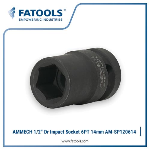 [EZM.0801726] Ammech by FATOOLS SP120614 1/2" Dr Impact Socket 6PT 14mm CrMo Chrome Molybdenum Kunci Sock Impek Angin 冲击套筒