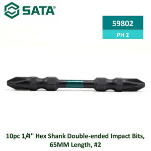 [59802] Mata Obeng Double Impact PH 2 isi 10 pcs 59802 1/4" Hex Bits 65 mm #2� Sata