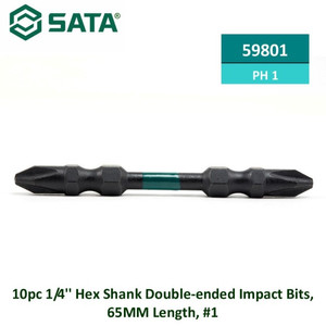 [59801] Mata Obeng Double Impact PH 1 isi 10 pcs 59801 1/4" Hex Bits 65 mm #1� Sata