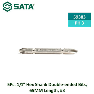 [59383] Mata Obeng Double PH 3 isi 5 pcs 59383 1/4" Hex Bits 65 mm #3� Sata