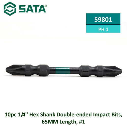 [59801] Mata Obeng Double Impact PH 1 isi 10 pcs 59801 1/4" Hex Bits 65 mm #1 Sata