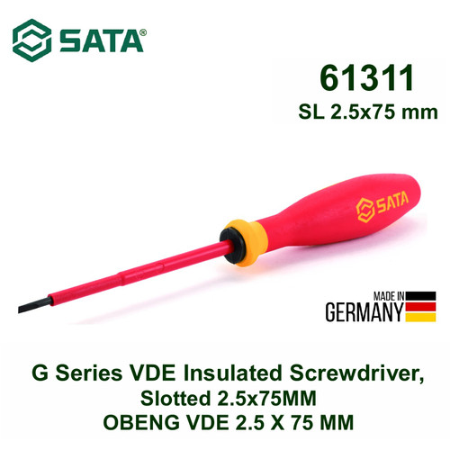 [61311] Obeng Listrik Minus 2.5 x 75 mm (Germany) 61311 Screwdriver Sata Tools