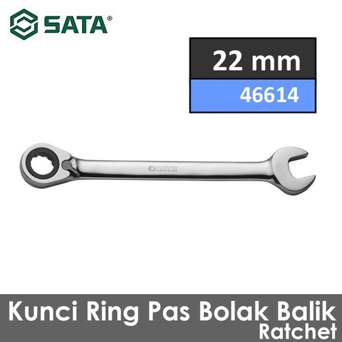 [46614] Kunci Ring Pas Bolak Balik 22 mm 46614 Rvsbl Ratchet Wrench Sata Tools
