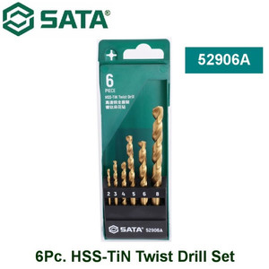 [52906A] Mata Bor 52906A 6 Pc. HSS-TiN Twist Drill Set Sata Tools