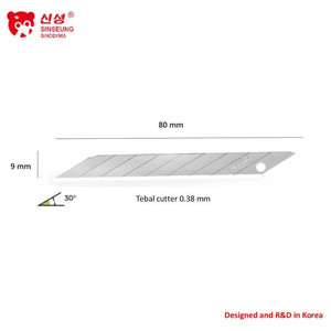 Isi cutter kecil 9 mm 30 derajat S301 Material alloyed tool steel SINSEUNG Cutter Blade 9mm (10 pcs per tube)