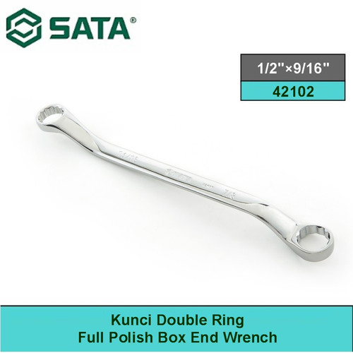 [42102] Kunci Double Ring 1/2"x9/16" 42102 Full Polish Box End Wrench Sata Tools