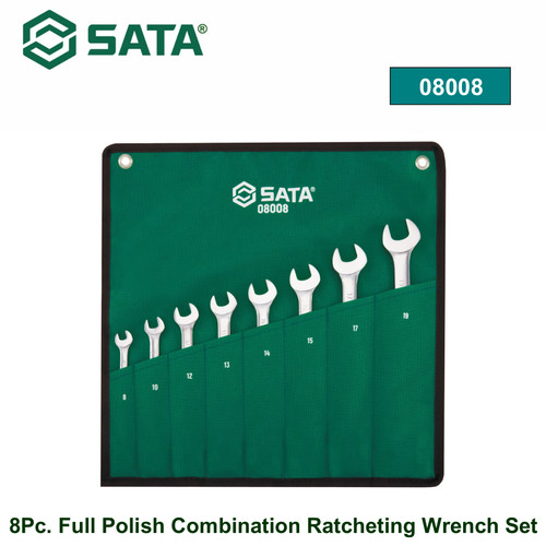 [8008] Kunci Pas Ratcheting Kombinasi Set 08008 Sata Tools 8Pc. Full Polish Combination Ratcheting Wrench Set