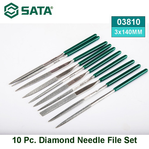 [3810] Kikir Set 10 Buah 03810 Sata Tools 10 pcs Diamond Needle File Set 3x140MM