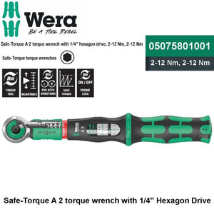 [05075801001] Safe-Torque A2 Adjust Wrench 1/4" Hexagon  2-12 Nm Wera 05075801001