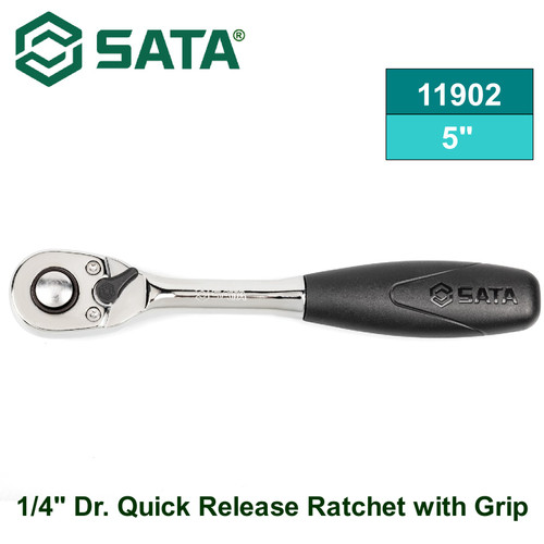 [11902] Gagang Sok 11902 1/4" Dr. Quick Release Ratchet with Grip 5" Sata Tools