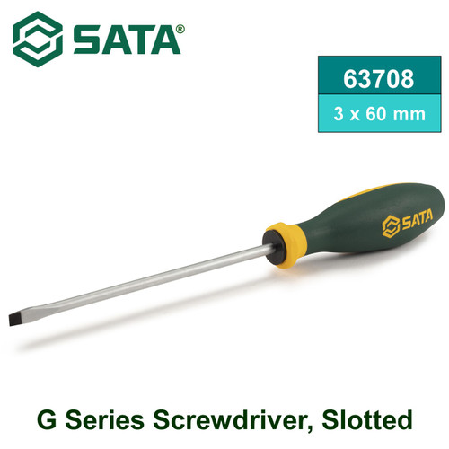 [63708] Obeng Minus 63708 G Series Screwdriver, Slotted 3x60MM Sata Tools