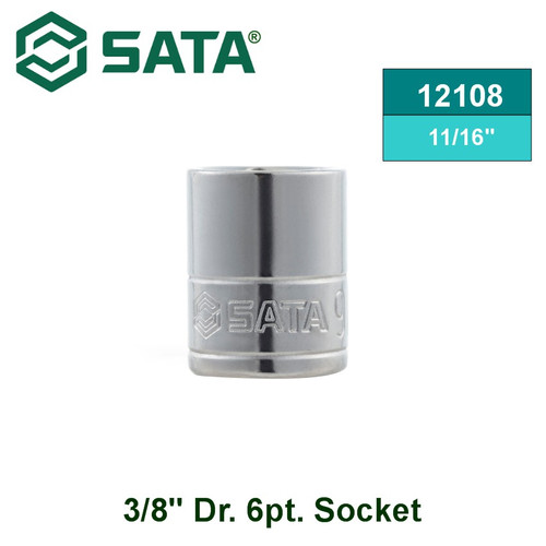[12108] Kunci Sok 3/8" Dr. 6pt ukuran 11/16" Inci Sata Tools 12108 3/8" Drive 6 point Socket 11/16"
