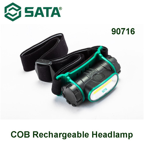 [90716] Lampu Senter Keamanan 90716 COB Rechargeable Headlamp Sata Tools