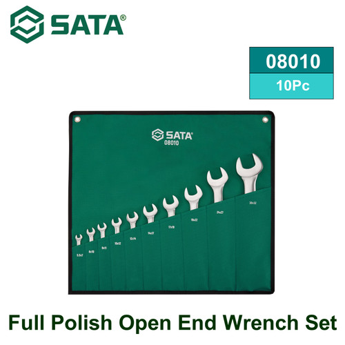 [8010] Kunci Ring Double Open Metric Set 10 pcs 08010 SATA Full Polish Open End Wrench Set