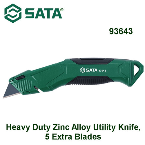 Pisau Cutter Utilitas Paduan Seng, 5 Bilah Ekstra 93643 Heavy Duty Zinc Alloy Utility Knife, 5 Extra Blades