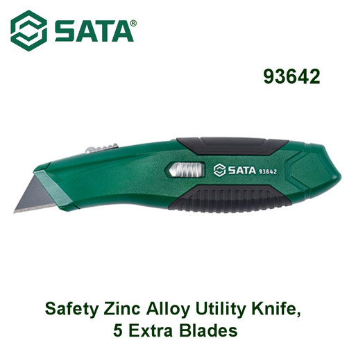 Pisau Cutter Utilitas Paduan Seng, 5 Bilah Ekstra 93641 Safety Zinc Alloy Utility Knife, 5 Extra Blades